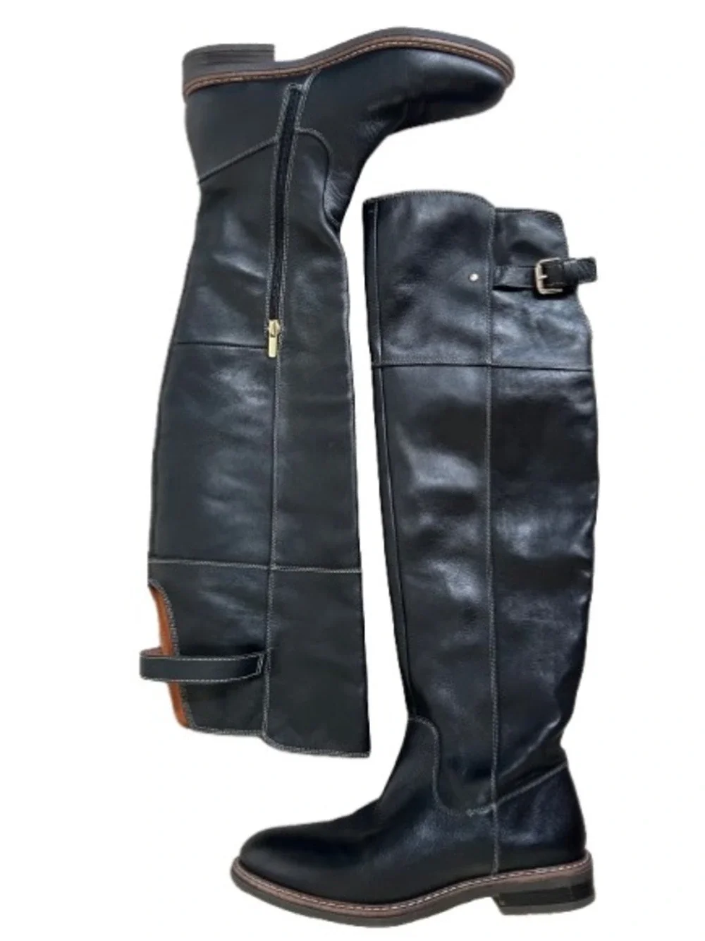 PIKOLINOS Aldaya Musketeer Tall Black Leather Knee-High Boots.  Size 39